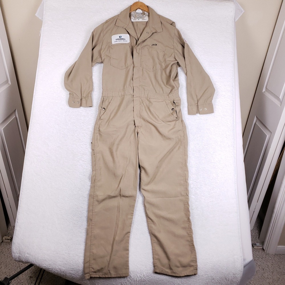 Topps Safety Apparel Nomex IIIA Flame Resistant Coveralls Tan Khaki 46R USA Made